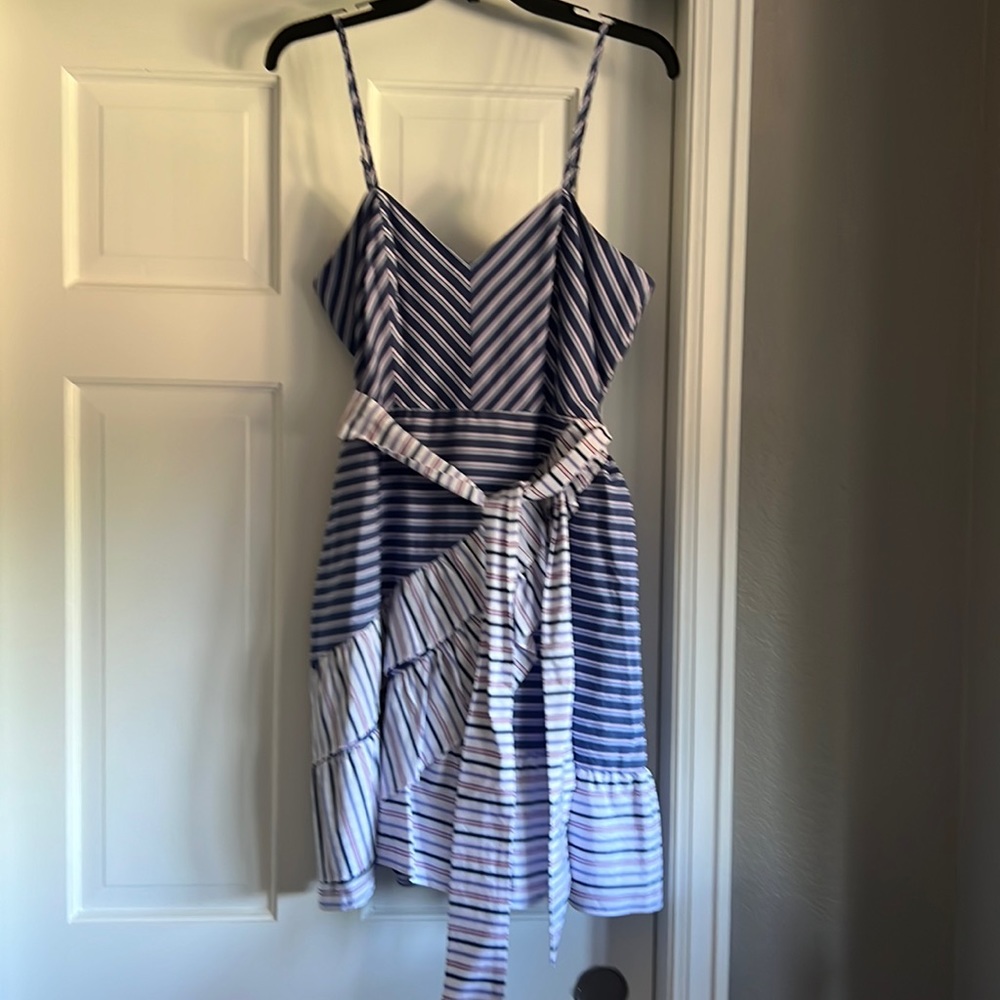 Parker fitted ruffle front mini dress